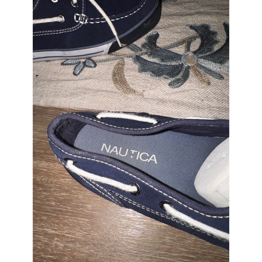 Nautica Mens Navy Suede Boat Shoes Lace Up Size 9 NM238F - Picture 4 of 7